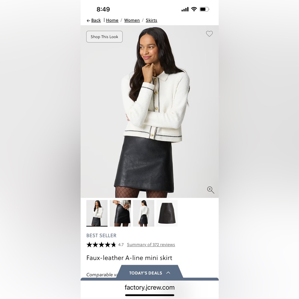 J. Crew Black Faux Leather Mini Skirt. NWT